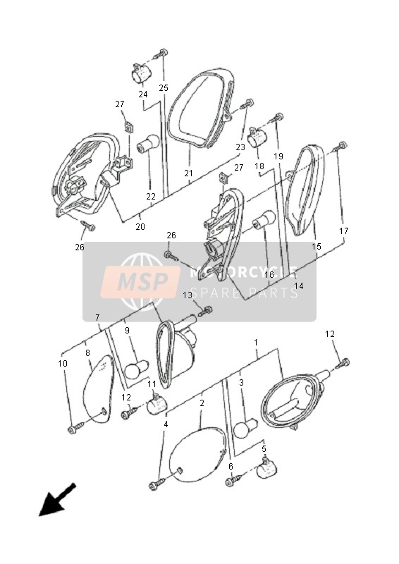 Yamaha YN50 OVETTO 2005 Luce lampeggiante per un 2005 Yamaha YN50 OVETTO